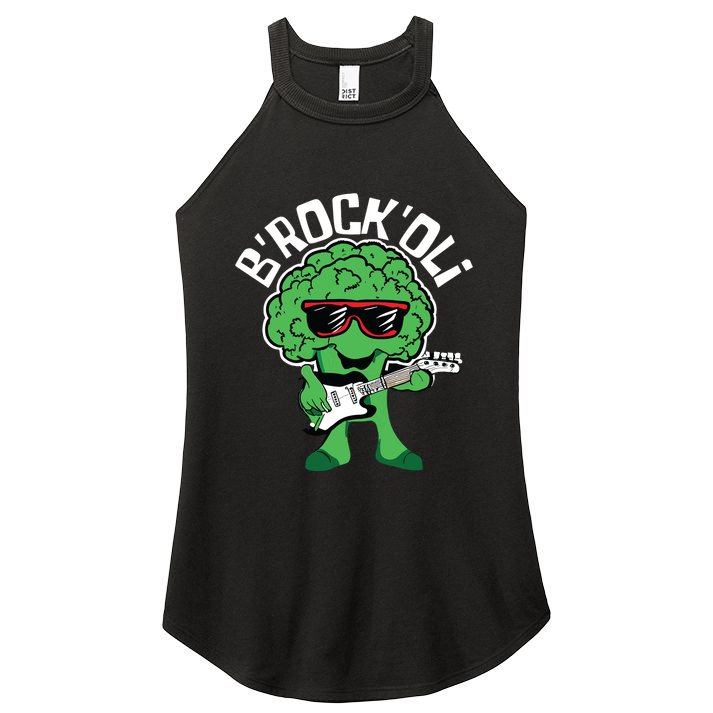 Rocking Broccoli Playing Guitar Veggie Vegetable Vegetarian Women's Perfect Tri Rocker Tank