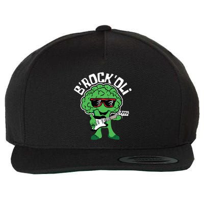 Rocking Broccoli Playing Guitar Veggie Vegetable Vegetarian Wool Snapback Cap