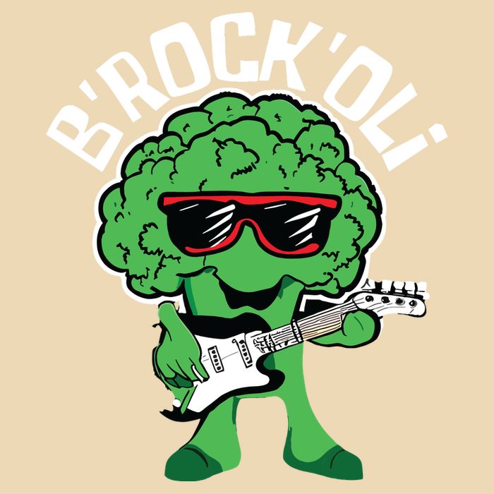 Rocking Broccoli Playing Guitar Veggie Vegetable Vegetarian Drawstring Bag