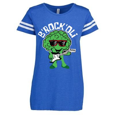 Rocking Broccoli Playing Guitar Veggie Vegetable Vegetarian Enza Ladies Jersey Football T-Shirt