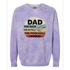 Retro Billiard Player Dad, Billiards Pool Billiards Dad Gift Father's Day Colorblast Crewneck Sweatshirt