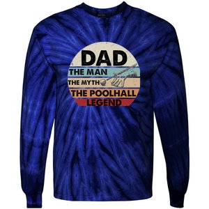 Retro Billiard Player Dad, Billiards Pool Billiards Dad Gift Father's Day Tie-Dye Long Sleeve Shirt