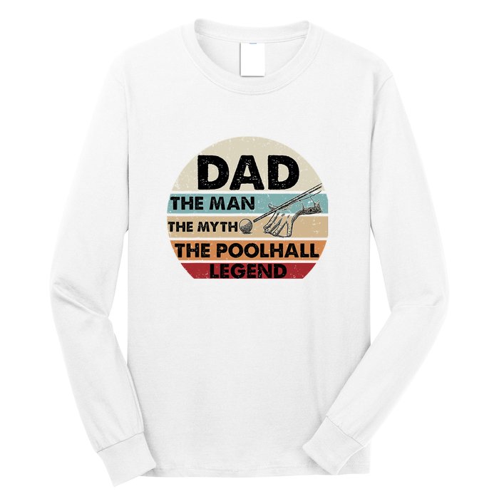 Retro Billiard Player Dad, Billiards Pool Billiards Dad Gift Father's Day Long Sleeve Shirt