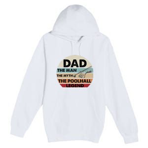 Retro Billiard Player Dad, Billiards Pool Billiards Dad Gift Father's Day Premium Pullover Hoodie