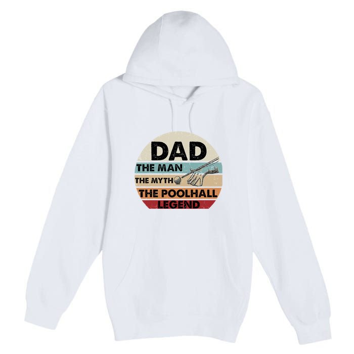 Retro Billiard Player Dad, Billiards Pool Billiards Dad Gift Father's Day Premium Pullover Hoodie