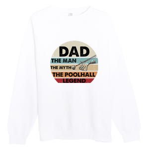 Retro Billiard Player Dad, Billiards Pool Billiards Dad Gift Father's Day Premium Crewneck Sweatshirt