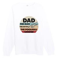 Retro Billiard Player Dad, Billiards Pool Billiards Dad Gift Father's Day Premium Crewneck Sweatshirt