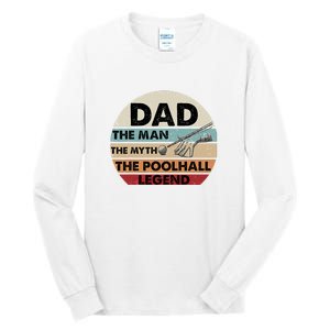 Retro Billiard Player Dad, Billiards Pool Billiards Dad Gift Father's Day Tall Long Sleeve T-Shirt