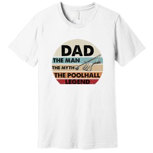 Retro Billiard Player Dad, Billiards Pool Billiards Dad Gift Father's Day Premium T-Shirt