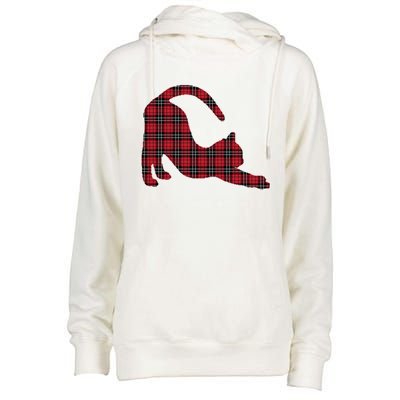 Red Buffalo Plaid Cat Matching Family Christmas Gift Womens Funnel Neck Pullover Hood