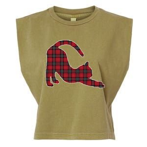 Red Buffalo Plaid Cat Matching Family Christmas Gift Garment-Dyed Women's Muscle Tee