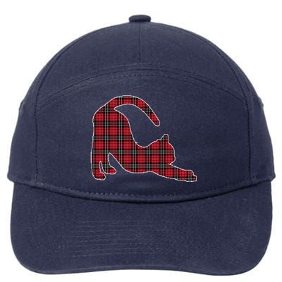 Red Buffalo Plaid Cat Matching Family Christmas Gift 7-Panel Snapback Hat