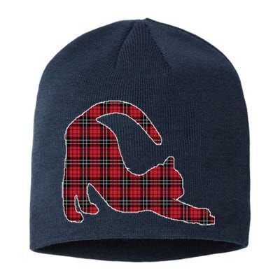 Red Buffalo Plaid Cat Matching Family Christmas Gift Sustainable Beanie