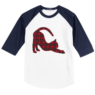 Red Buffalo Plaid Cat Matching Family Christmas Gift Baseball Sleeve Shirt