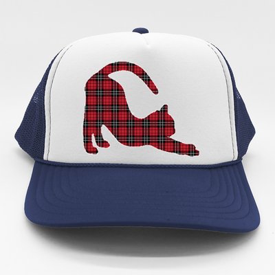 Red Buffalo Plaid Cat Matching Family Christmas Gift Trucker Hat