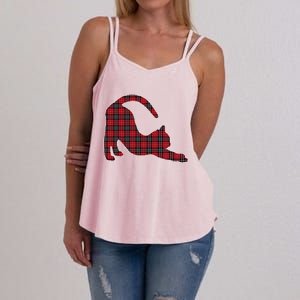 Red Buffalo Plaid Cat Matching Family Christmas Gift Women's Strappy Tank