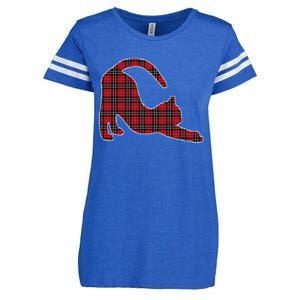 Red Buffalo Plaid Cat Matching Family Christmas Gift Enza Ladies Jersey Football T-Shirt