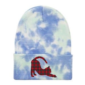 Red Buffalo Plaid Cat Matching Family Christmas Gift Tie Dye 12in Knit Beanie