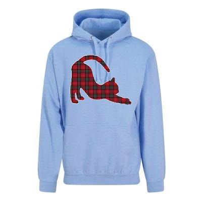 Red Buffalo Plaid Cat Matching Family Christmas Gift Unisex Surf Hoodie