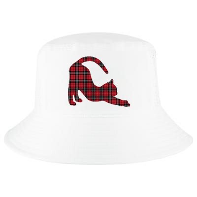 Red Buffalo Plaid Cat Matching Family Christmas Gift Cool Comfort Performance Bucket Hat