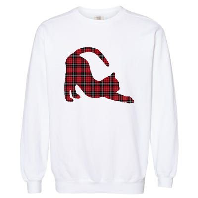 Red Buffalo Plaid Cat Matching Family Christmas Gift Garment-Dyed Sweatshirt