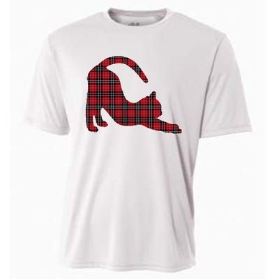 Red Buffalo Plaid Cat Matching Family Christmas Gift Cooling Performance Crew T-Shirt