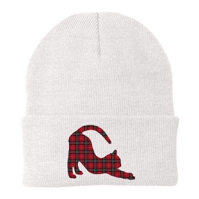 Red Buffalo Plaid Cat Matching Family Christmas Gift Knit Cap Winter Beanie