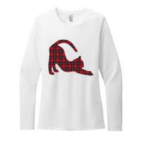 Red Buffalo Plaid Cat Matching Family Christmas Gift Womens CVC Long Sleeve Shirt