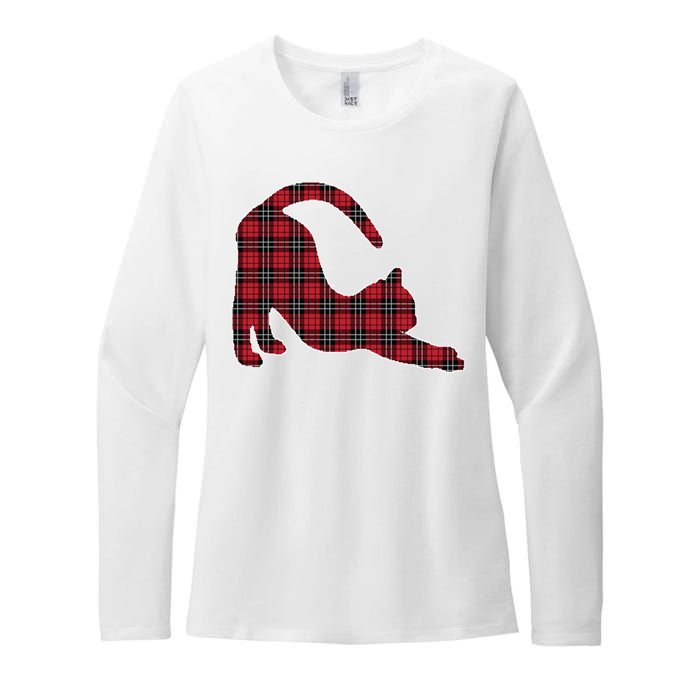 Red Buffalo Plaid Cat Matching Family Christmas Gift Womens CVC Long Sleeve Shirt