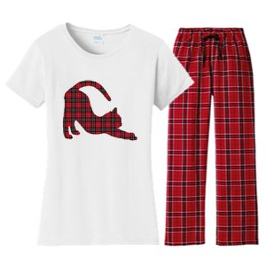 Red Buffalo Plaid Cat Matching Family Christmas Gift Women's Flannel Pajama Set