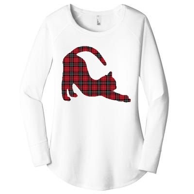 Red Buffalo Plaid Cat Matching Family Christmas Gift Women's Perfect Tri Tunic Long Sleeve Shirt