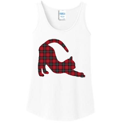 Red Buffalo Plaid Cat Matching Family Christmas Gift Ladies Essential Tank