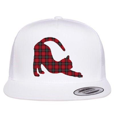 Red Buffalo Plaid Cat Matching Family Christmas Gift Flat Bill Trucker Hat