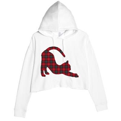 Red Buffalo Plaid Cat Matching Family Christmas Gift Crop Fleece Hoodie