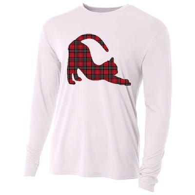 Red Buffalo Plaid Cat Matching Family Christmas Gift Cooling Performance Long Sleeve Crew