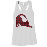 Red Buffalo Plaid Cat Matching Family Christmas Gift Women's Racerback Tank