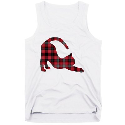 Red Buffalo Plaid Cat Matching Family Christmas Gift Tank Top