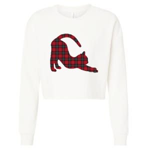 Red Buffalo Plaid Cat Matching Family Christmas Gift Cropped Pullover Crew