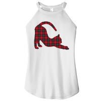 Red Buffalo Plaid Cat Matching Family Christmas Gift Women's Perfect Tri Rocker Tank