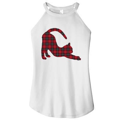 Red Buffalo Plaid Cat Matching Family Christmas Gift Women's Perfect Tri Rocker Tank