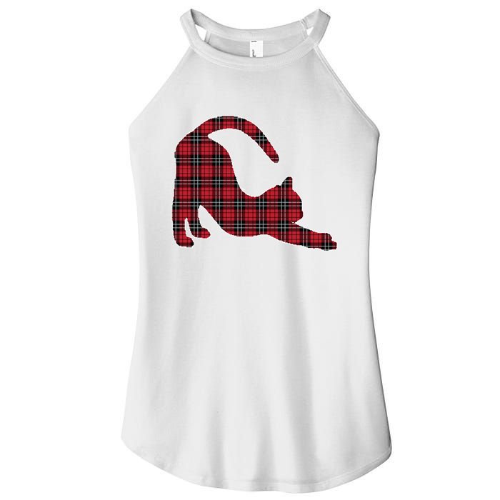 Red Buffalo Plaid Cat Matching Family Christmas Gift Women's Perfect Tri Rocker Tank