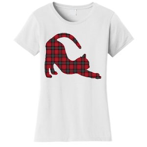 Red Buffalo Plaid Cat Matching Family Christmas Gift Women's T-Shirt