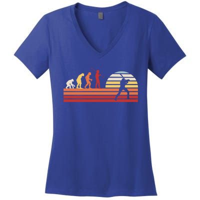 Retro Baseball Player Gift Vintage Baseballer Baseball Funny Gift Women's V-Neck T-Shirt