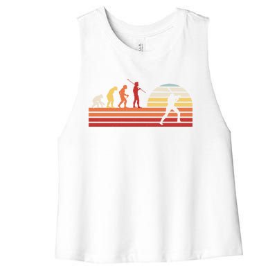 Retro Baseball Player Gift Vintage Baseballer Baseball Funny Gift Women's Racerback Cropped Tank