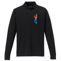 Retro Basketball Player Performance Long Sleeve Polo