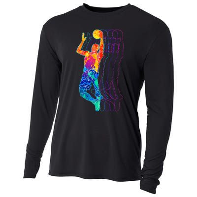 Retro Basketball Player Cooling Performance Long Sleeve Crew