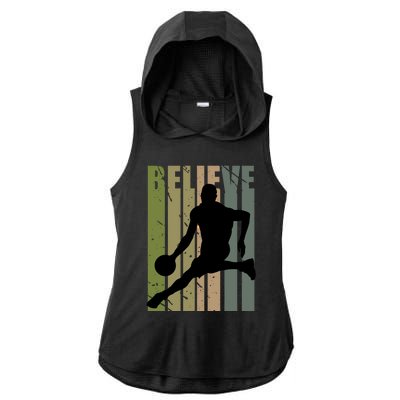 Retro Basketball Player Coach Coaching Cool Vintage Cute Gift Ladies PosiCharge Tri-Blend Wicking Draft Hoodie Tank