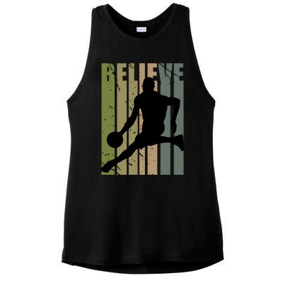 Retro Basketball Player Coach Coaching Cool Vintage Cute Gift Ladies PosiCharge Tri-Blend Wicking Tank