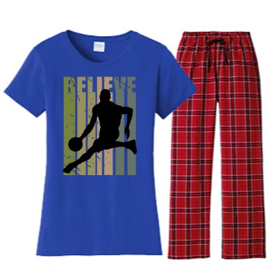 Retro Basketball Player Coach Coaching Cool Vintage Cute Gift Women's Flannel Pajama Set