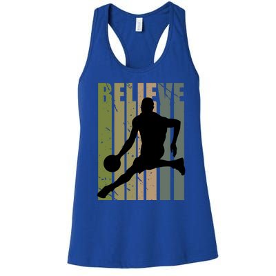 Retro Basketball Player Coach Coaching Cool Vintage Cute Gift Women's Racerback Tank